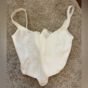 Zara white denim corset top